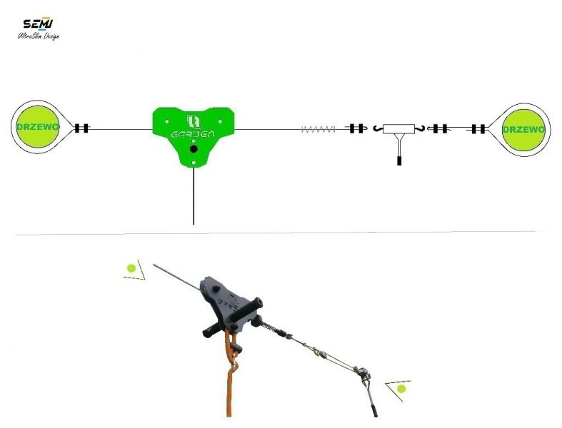 Tyrolka zjazd linowy z siedziskiem liną lina 50m bloczek podwójny - zdjęcie 1