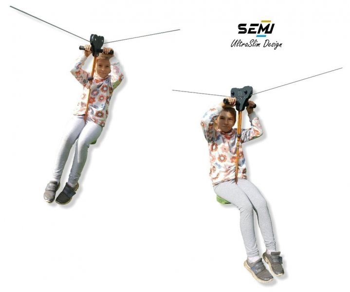 Tyrolka zjazd linowy z siedziskiem liną lina 50m bloczek podwójny - zdjęcie 3