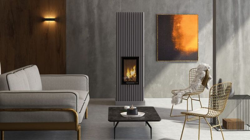 Zdrowy piec kaflowy nowej generacji z widokiem ognia. - zdjęcie 6