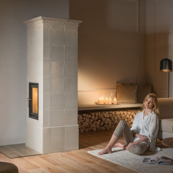 Zdrowy piec kaflowy nowej generacji z widokiem ognia. - zdjęcie 9