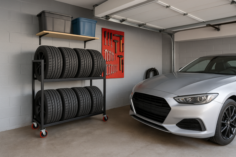 Stojak stelaż na koła opony garażowy regał półka - zdjęcie 3