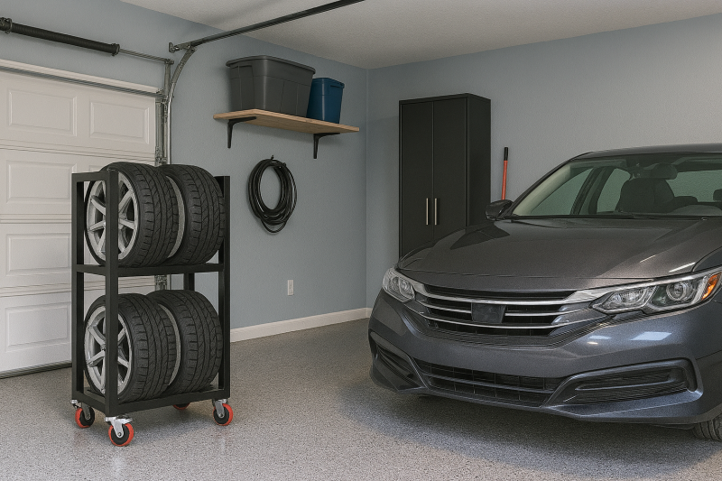 Stojak stelaż na koła opony garażowy regał półka - zdjęcie 6