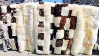 Ekskluzywne dywany Patchwork ze skór owczych