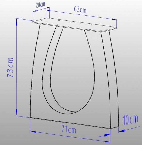 Nogi do stołu 3D rama biurka stolika loft meble noga glamour biuro  - zdjęcie 3