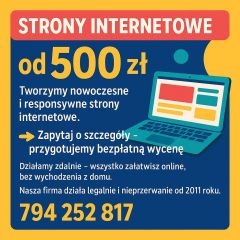 Tanie strony internetowe, od 500 zł  Gotowa nawet w kilka dni!