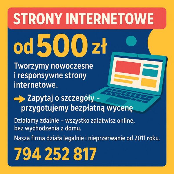 Tanie strony internetowe, od 500 zł  Gotowa nawet w kilka dni! - zdjęcie 1