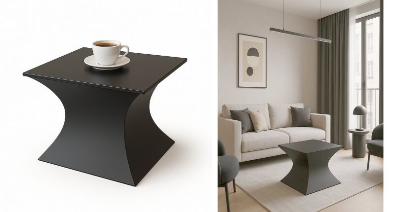 Stolik kawowy bryłowy 3D nowoczesny metal - zdjęcie 1