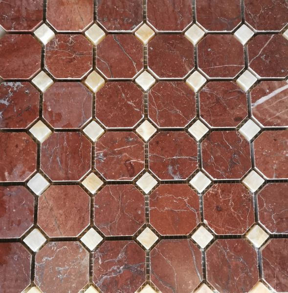 Mozaika marmurowa oktagonalna dwukolorowa 30,5x30,5x1 poler - zdjęcie 3