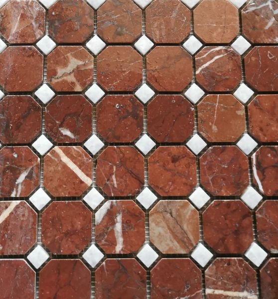 Mozaika marmurowa oktagonalna dwukolorowa 30,5x30,5x1 poler - zdjęcie 2