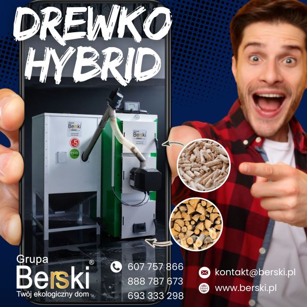 DrewKo Hybrid 12 kW – dwupaliwowy kocioł na drewno i pellet - zdjęcie 1