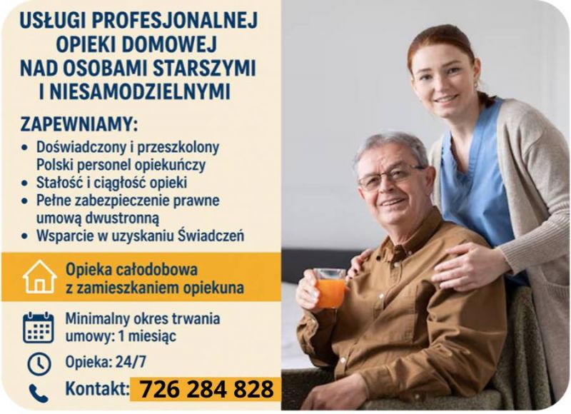 Opiekunka dla Seniora z Zamieszkaniem 24h - Zamów Opiekunkę Rzeszów   - zdjęcie 1