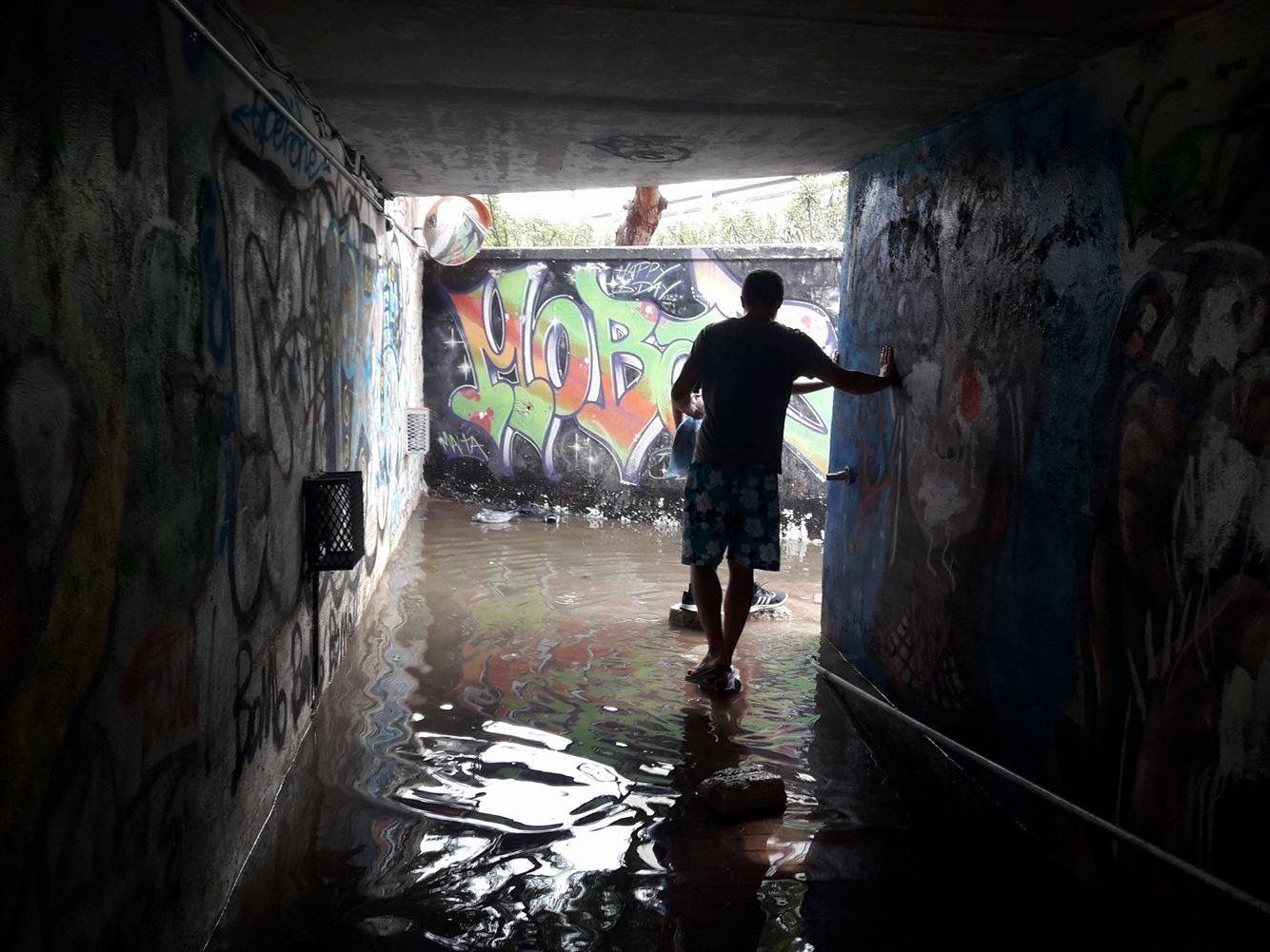 Subway connecting Swatar to University of Malta via skatepark after heavy rainfall