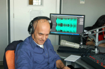 Ray Bajada during a studio session