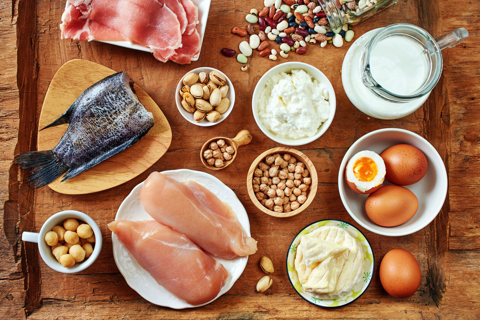 Fisch-, Fleisch- und Milchprodukte versorgen uns mit ausreichend Proteinen