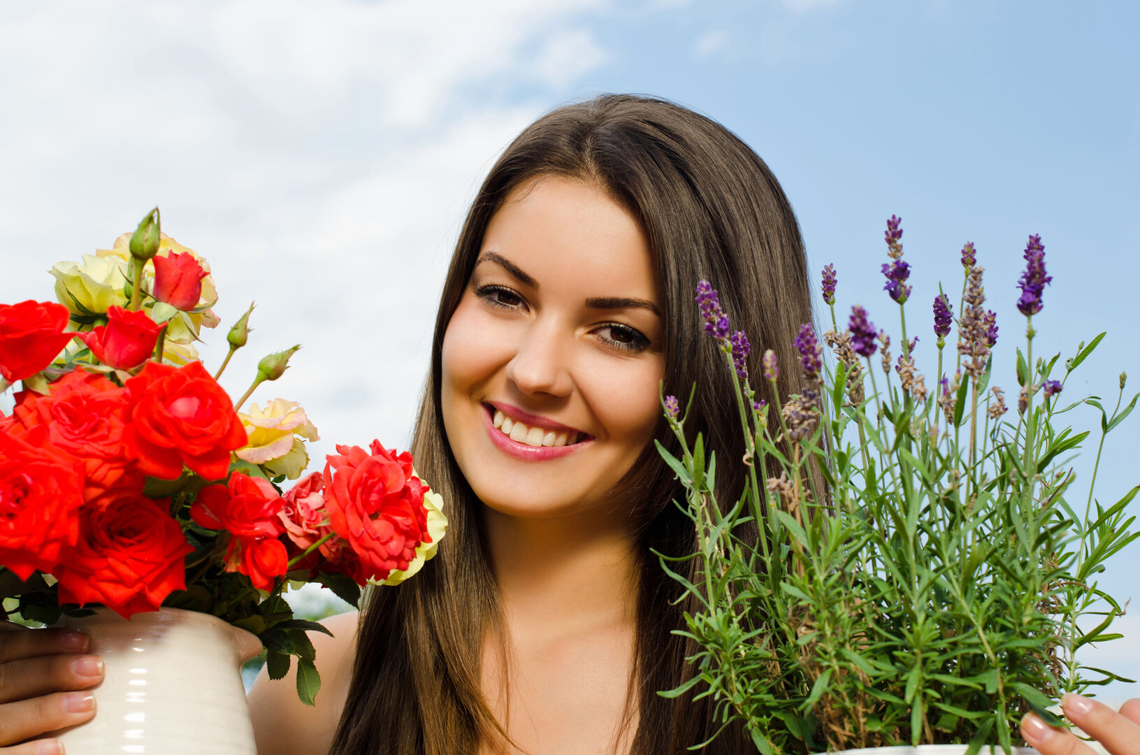 Frau mit Blumen