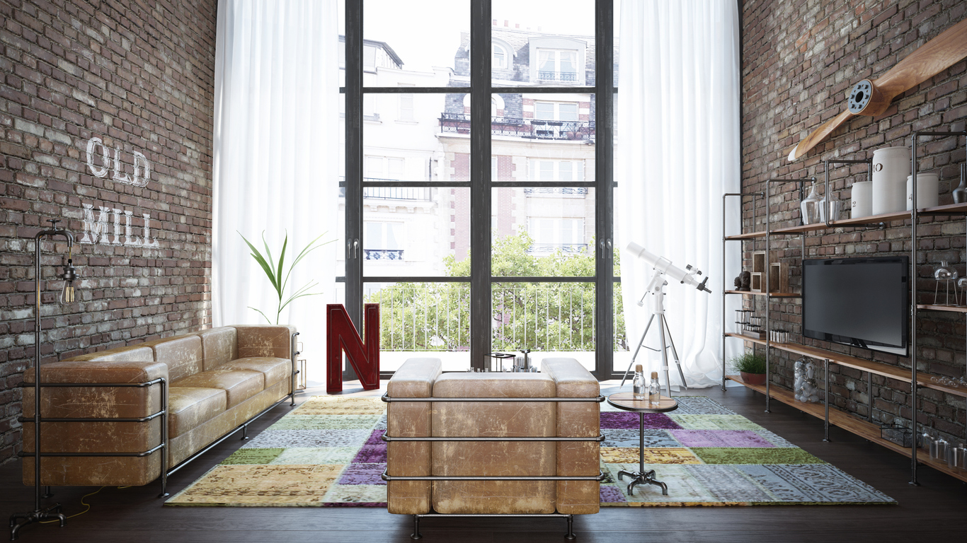 Wohnzimmer im industriellen Stil | Credit: iStock.com/Jovy86