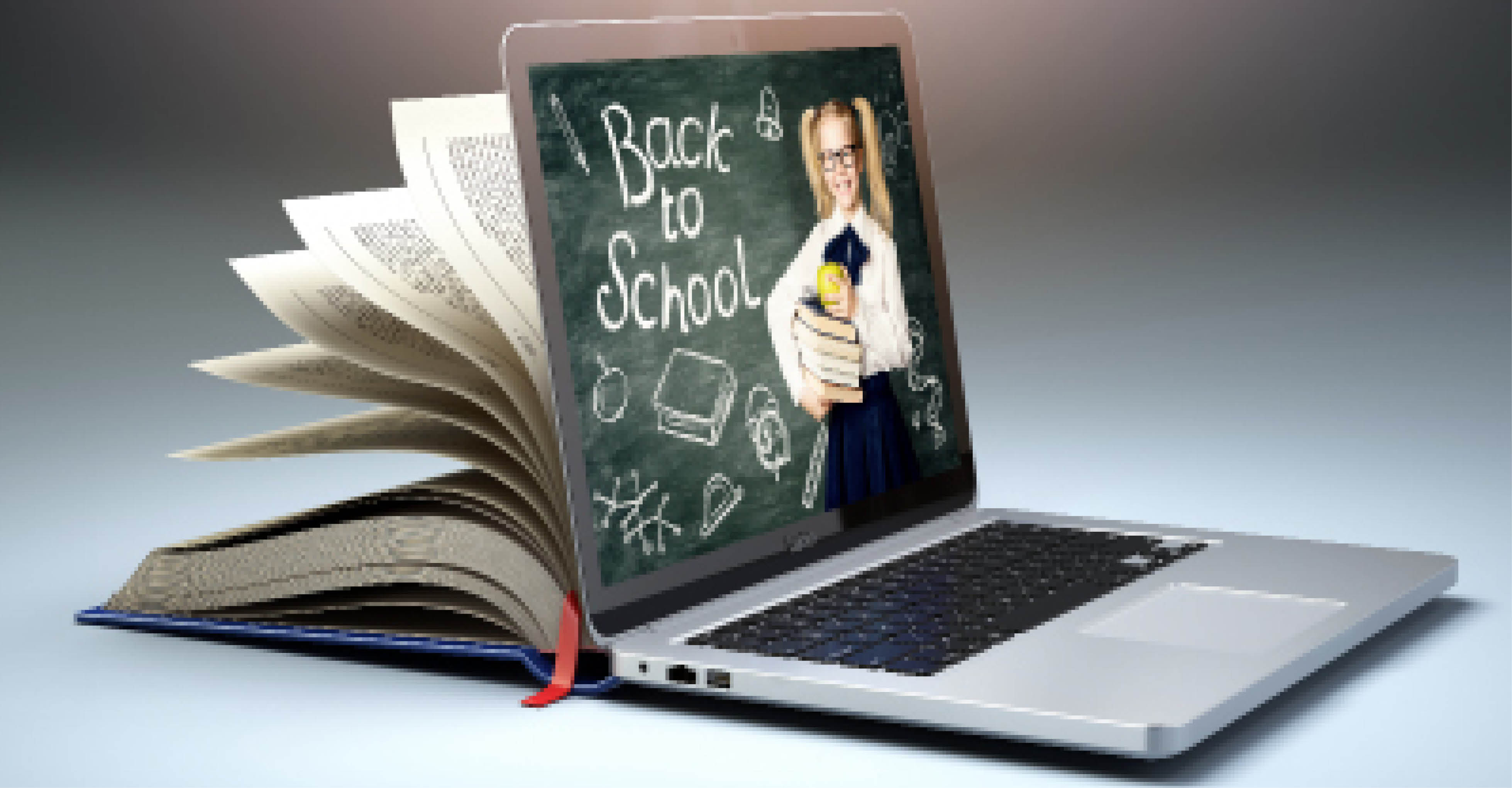 Schulbuch und Notebook