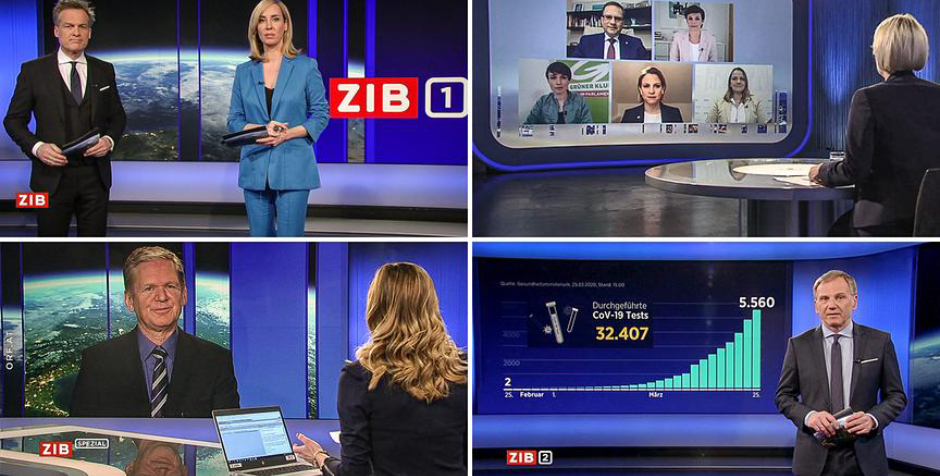 Vier Ausschnitte von ORF Sendungen zum Thema Corona