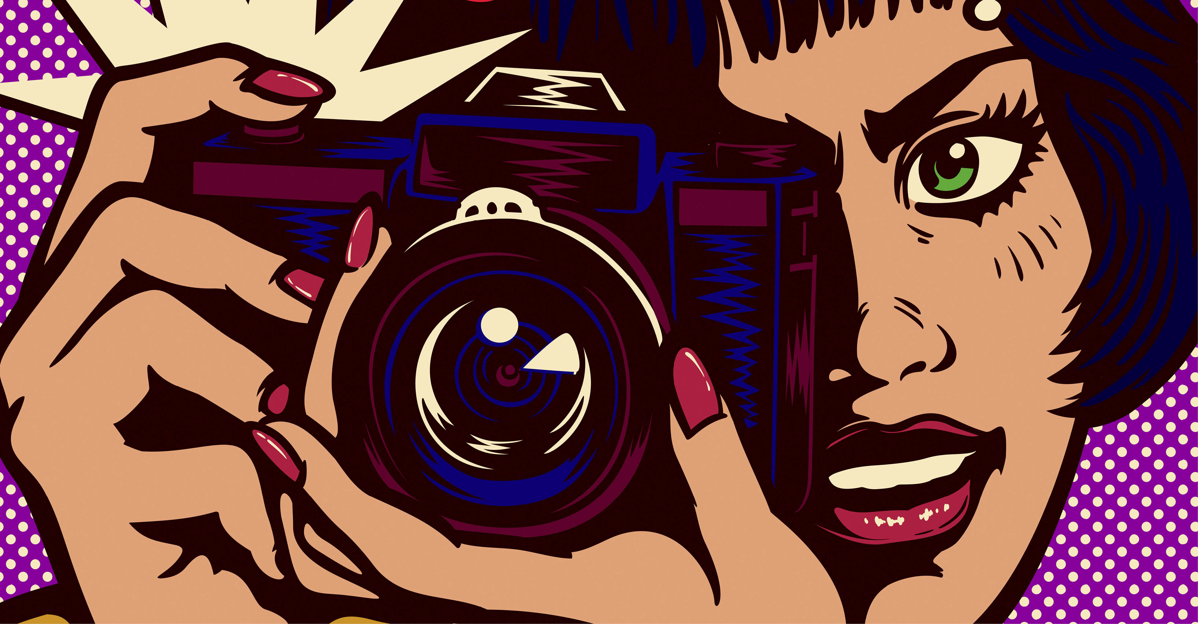 Comic Frau mit Kamera