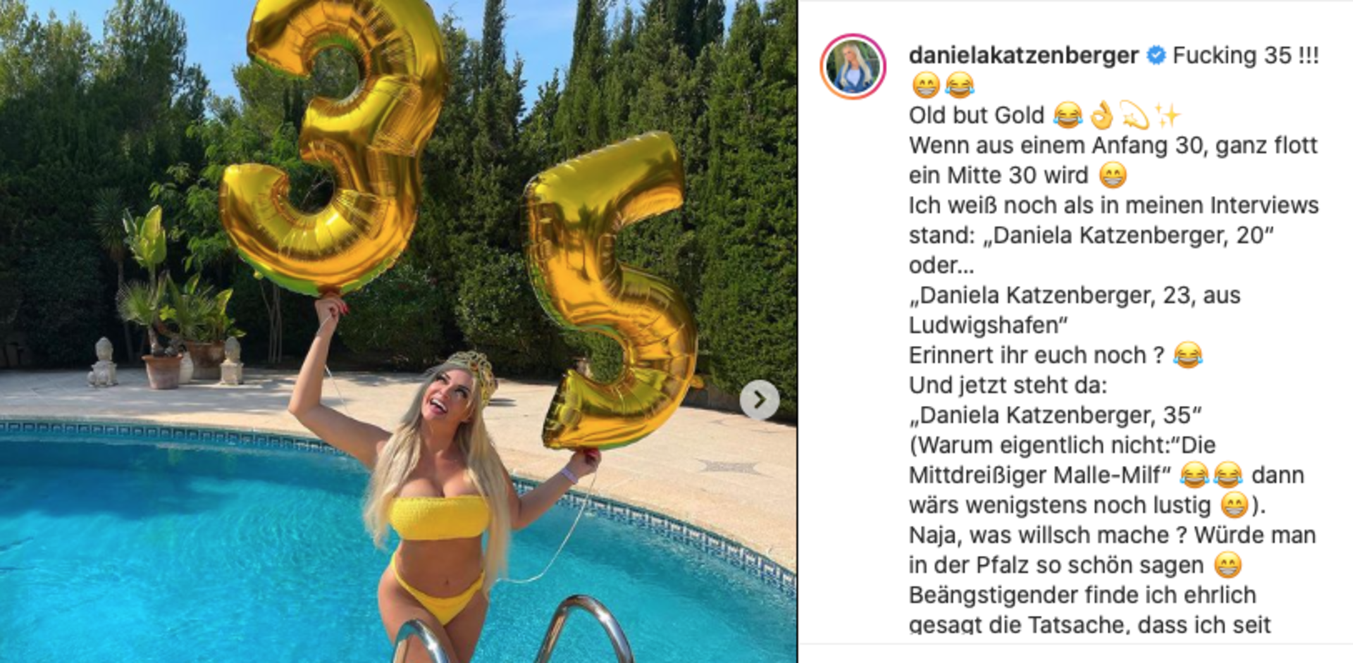Daniela Katzenberger im Pool mit Luftballons