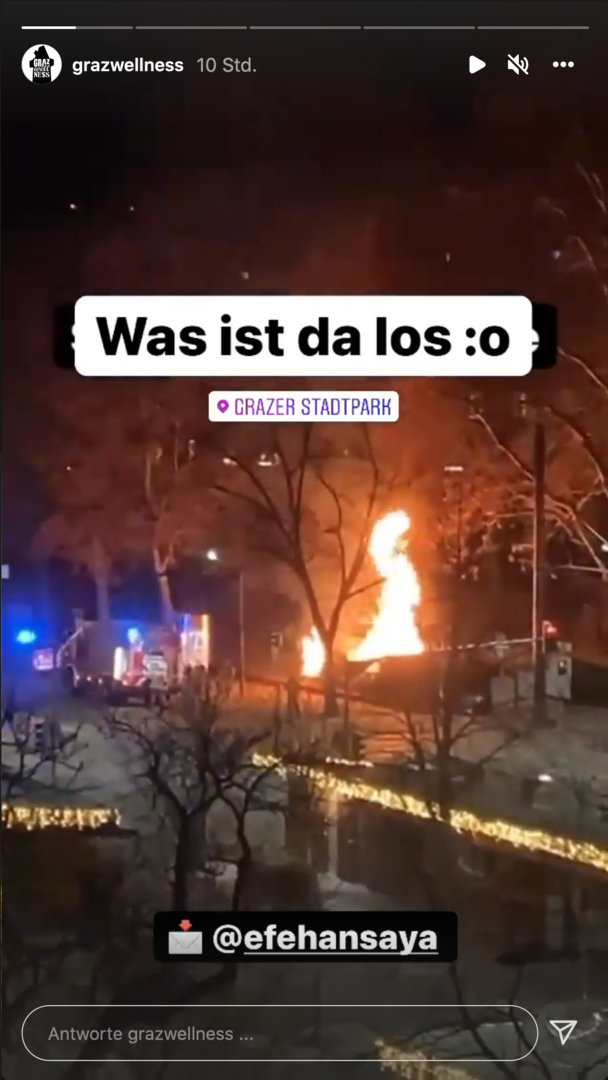 Christbaumbrand in Graz