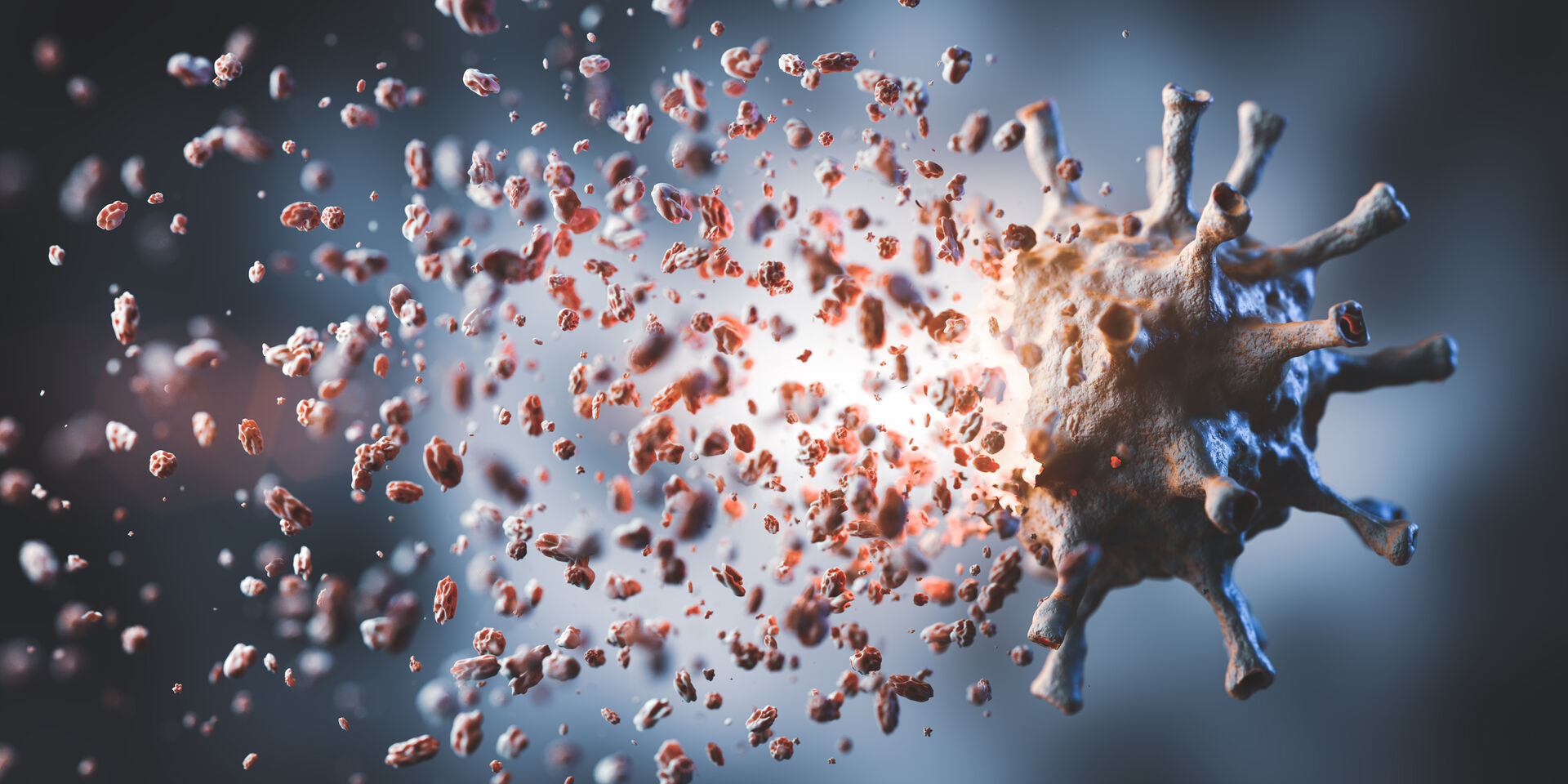 Großaufnahme eines explodierenden Corona-Virus