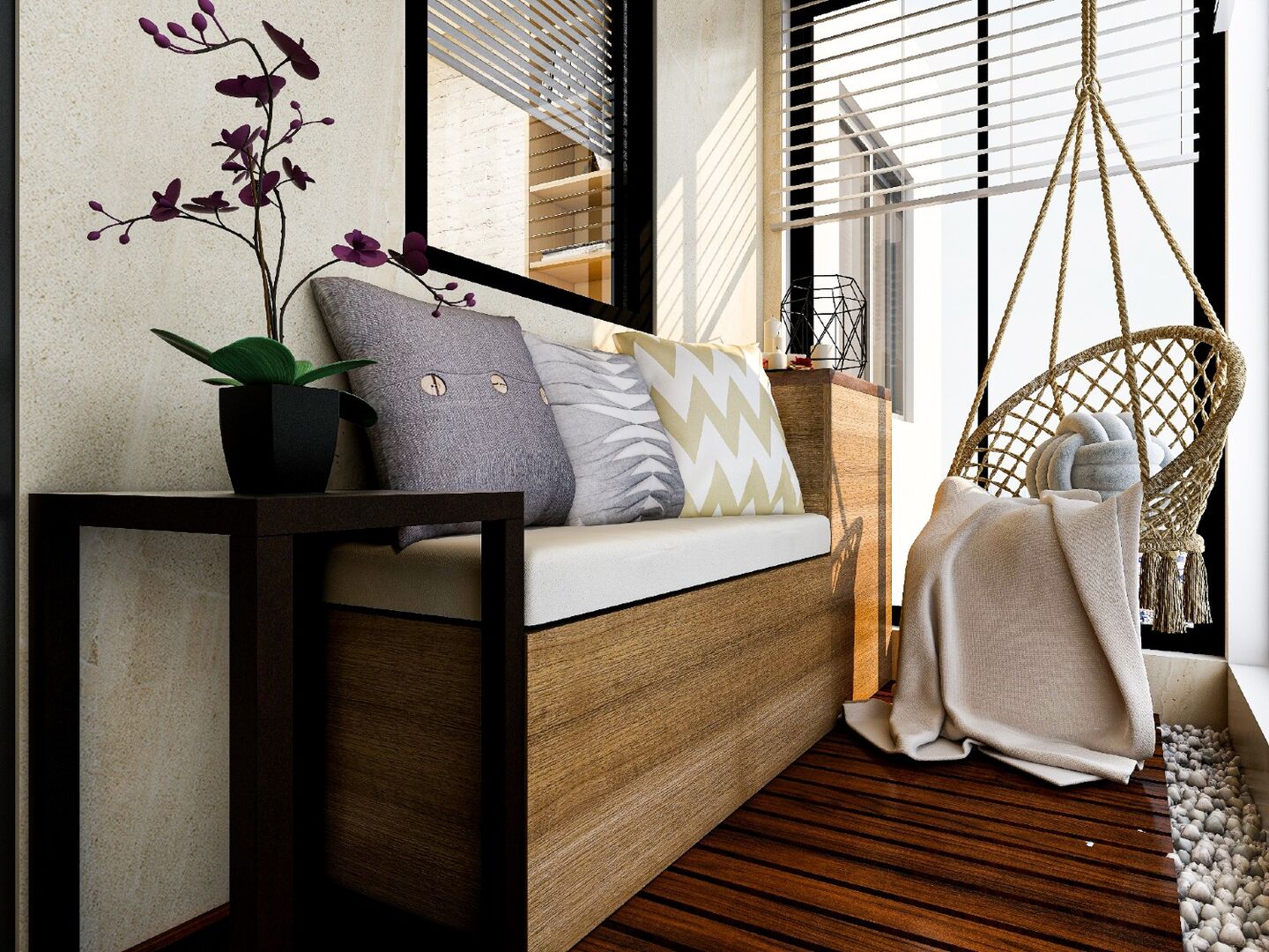 Schaukel und Sofa auf einem Balkon | Credit: iStock.com/Download it