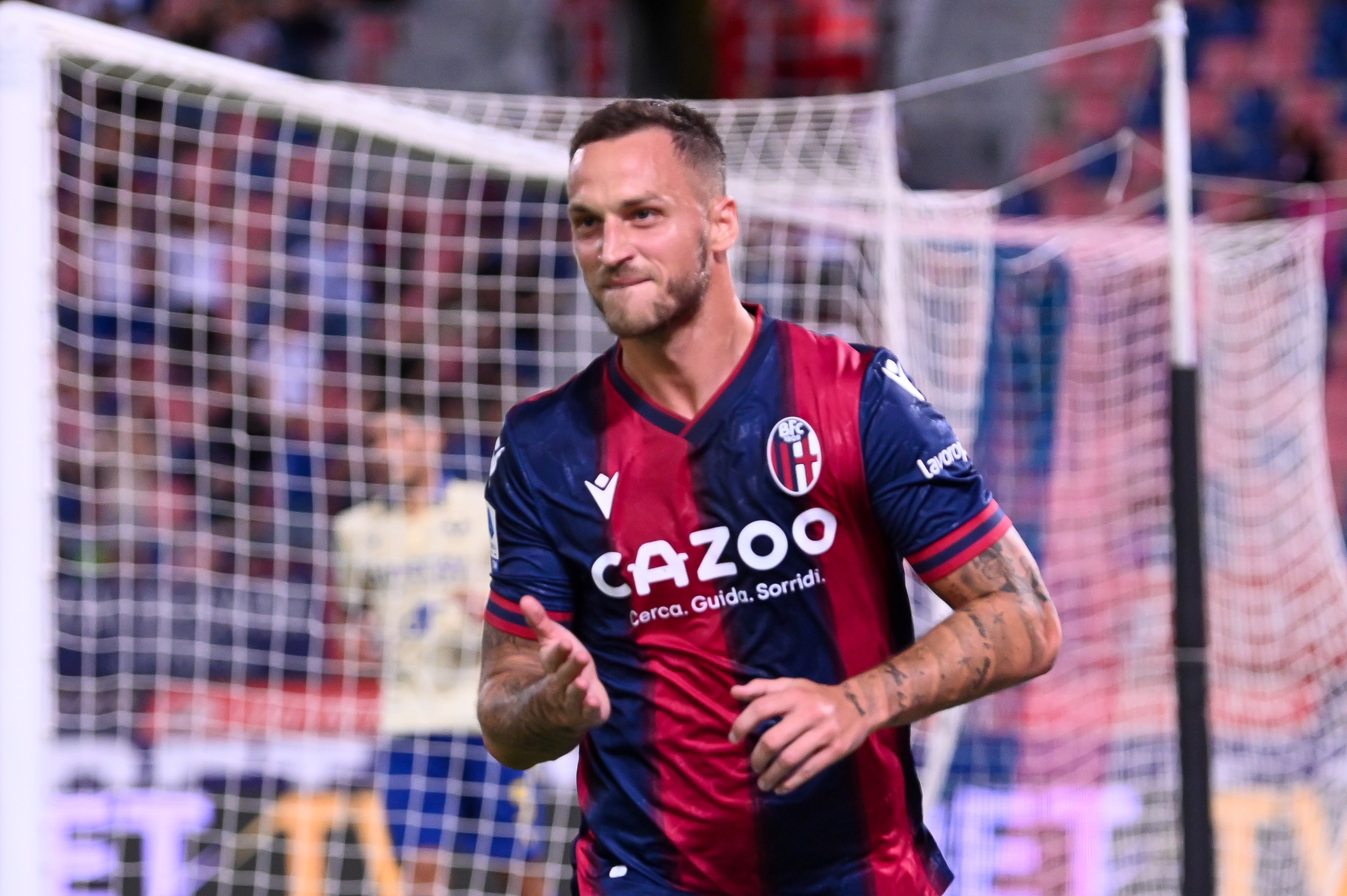 Marko Arnautovic bei einem Torjubel im Dress des FC Bologna.