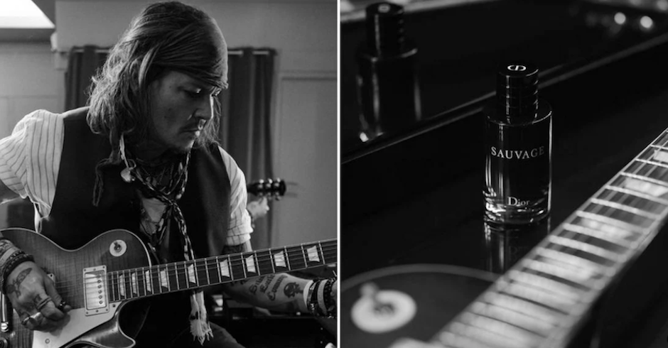 Porträt und Gitarre, schwarz-weiß