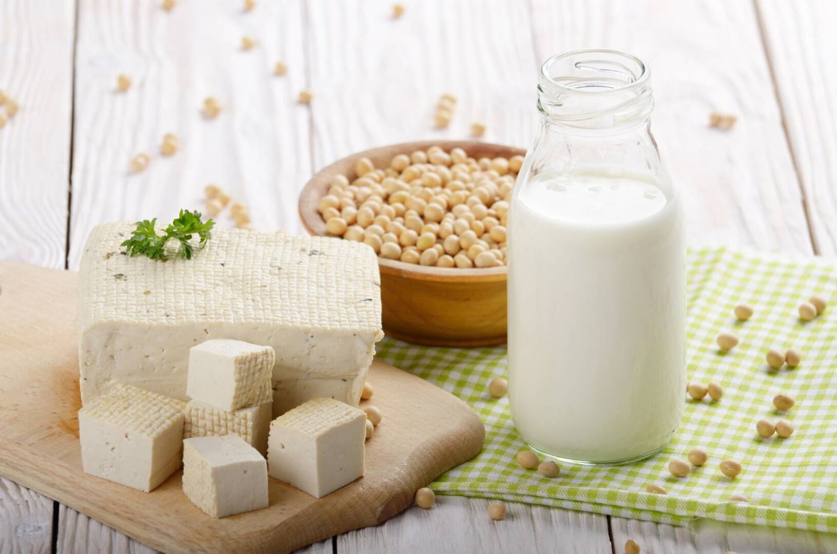 Tofu und Sojamilch | Credit: iStock.com/OlenaMykhaylova