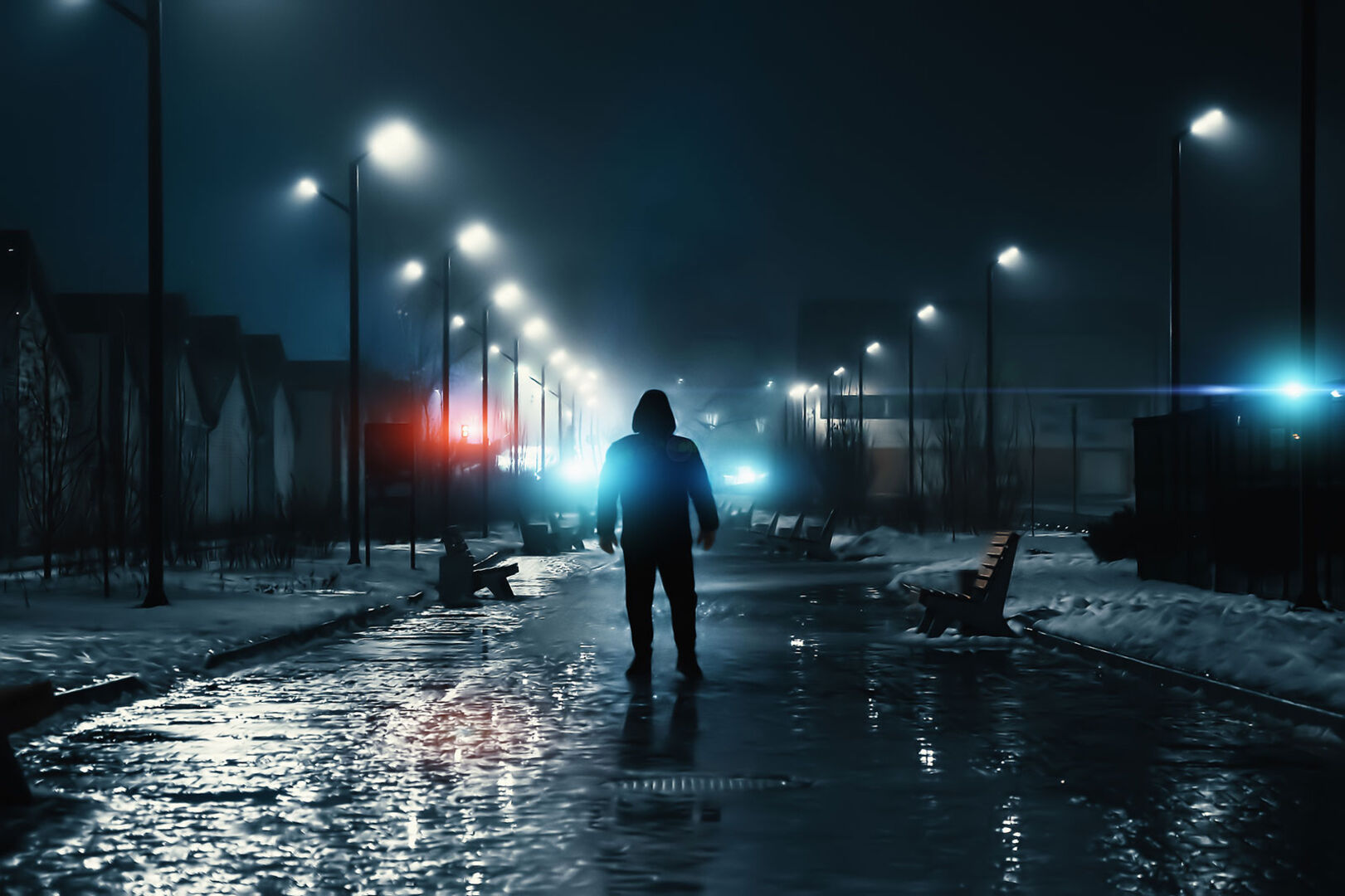 Einsamer Mann allein in einer unheimlichen Straße unterwegs | Credit: iStock.com/DedMityay