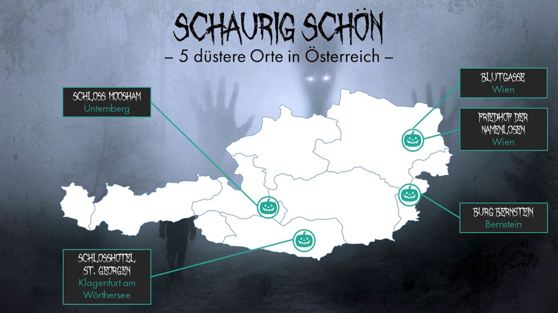 Karte, in der die gruseligsten Orte eingezeichnet sind. | Credit: Travelcircus