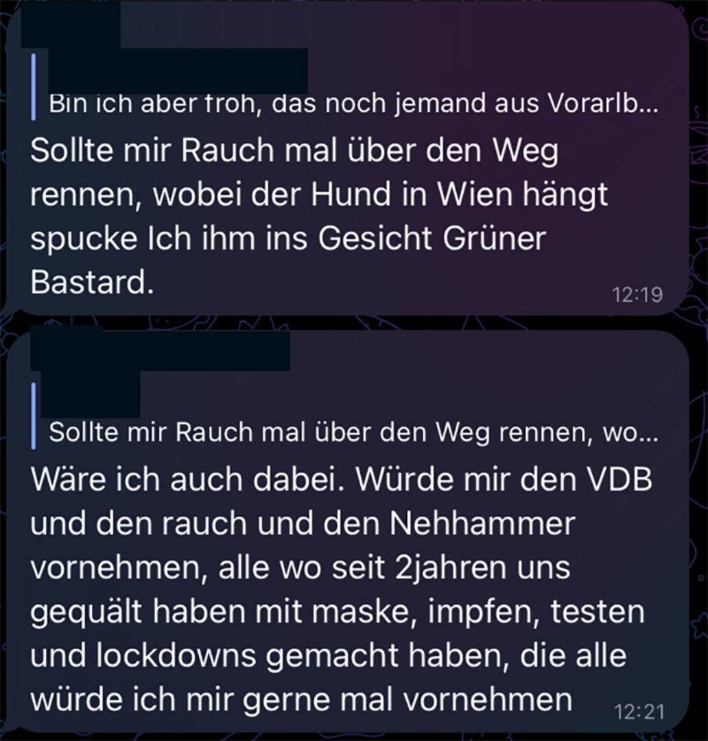 Ausschnitt aus einem Telegram-Chat