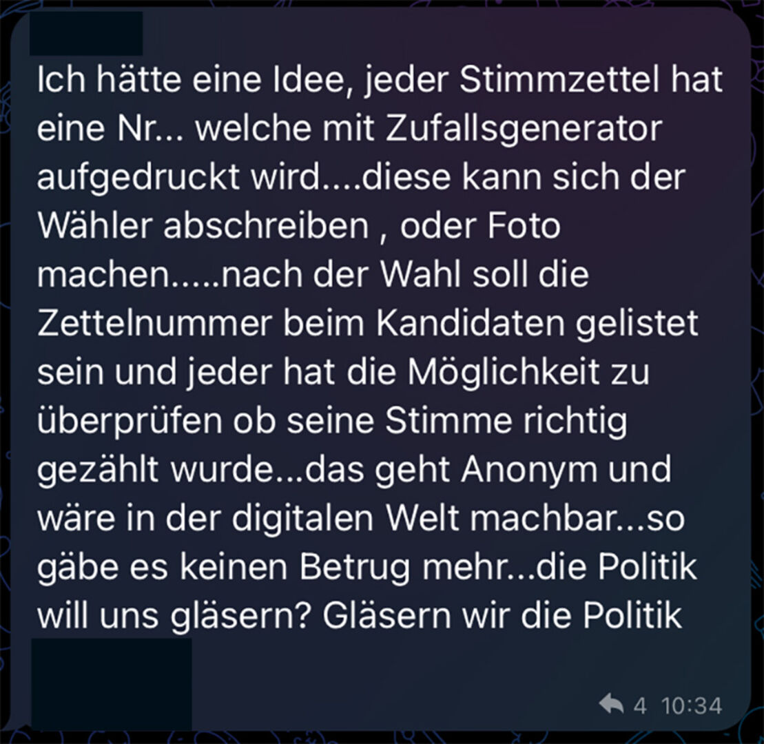 Ausschnitt aus einem Telegram-Chat