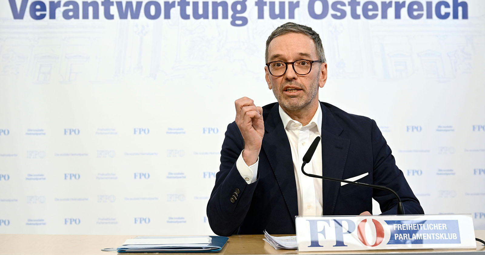 FPÖ-Bundesparteiobmann Herbert Kickl bei einer Pressekonferenz