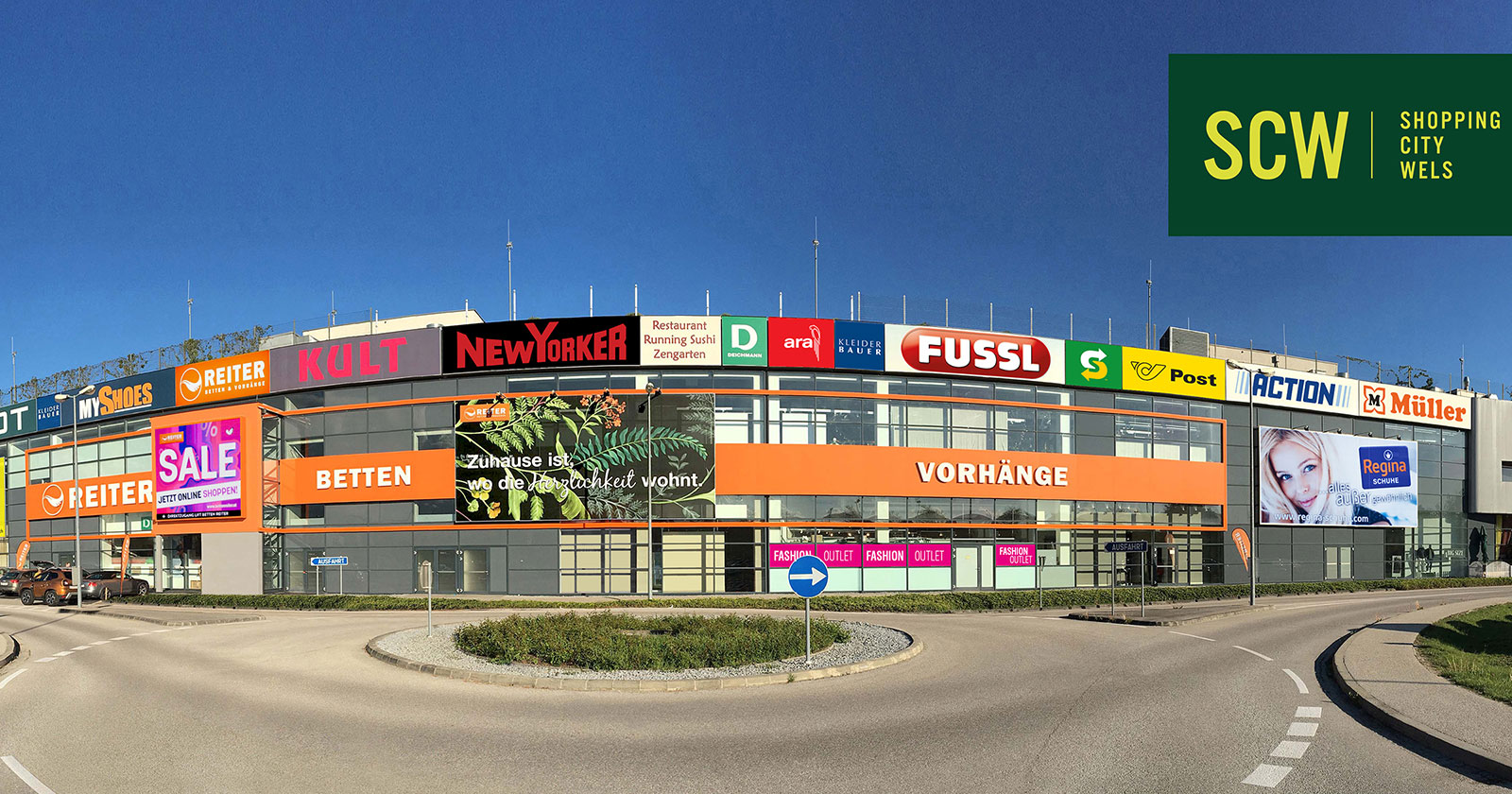 Das SCW Shoppingcity Wels von außen | Credit: Shopping Center Wels Einkaufszentrum GesmbH