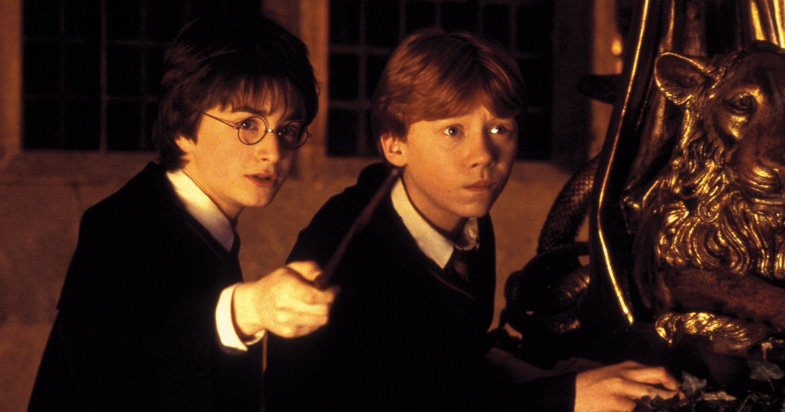 Filmausschnitt aus einem Potter-Film: Harry und Ron.