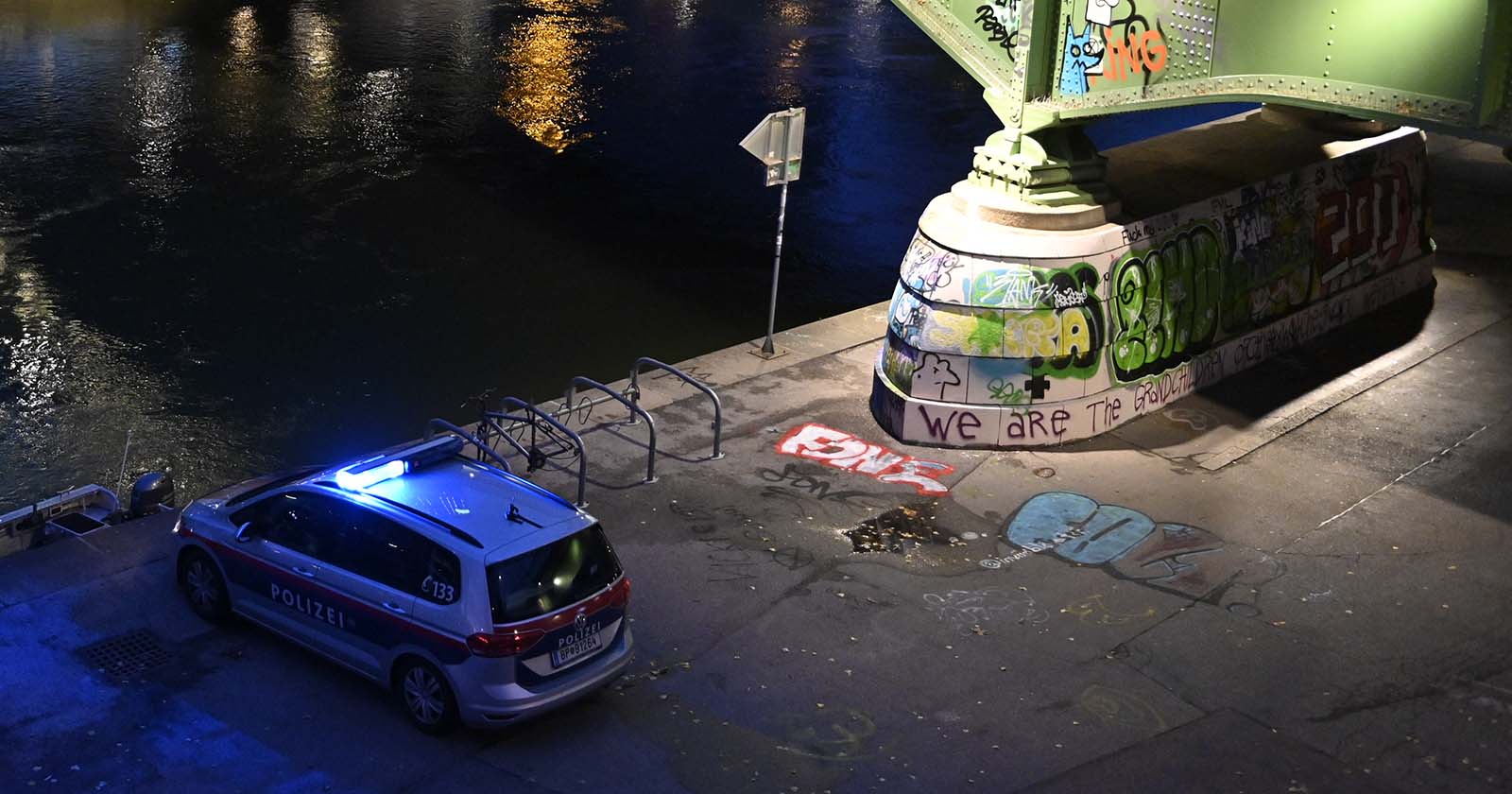 Polizeiauto am Wiener Donaukanal