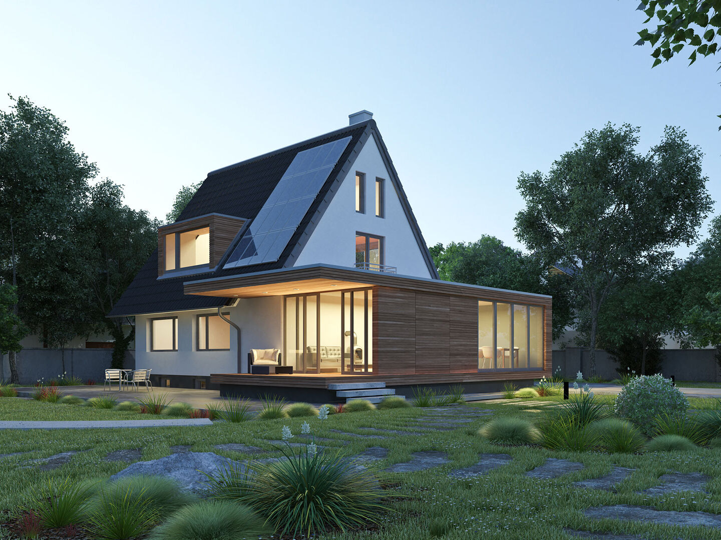 Modernes Haus in der Abenddämmerung | Credit: iStock.com/Oliver Hasselluhn