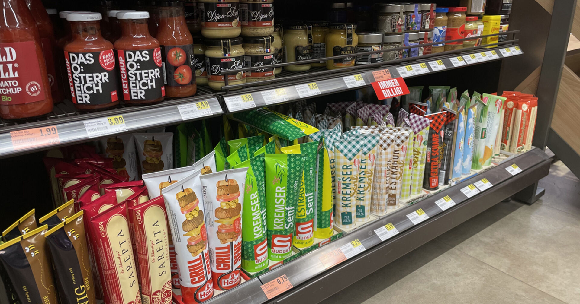 In Österreichs Supermärkten werden jährlich 5000 Tonnen Speisesenf verkauft.