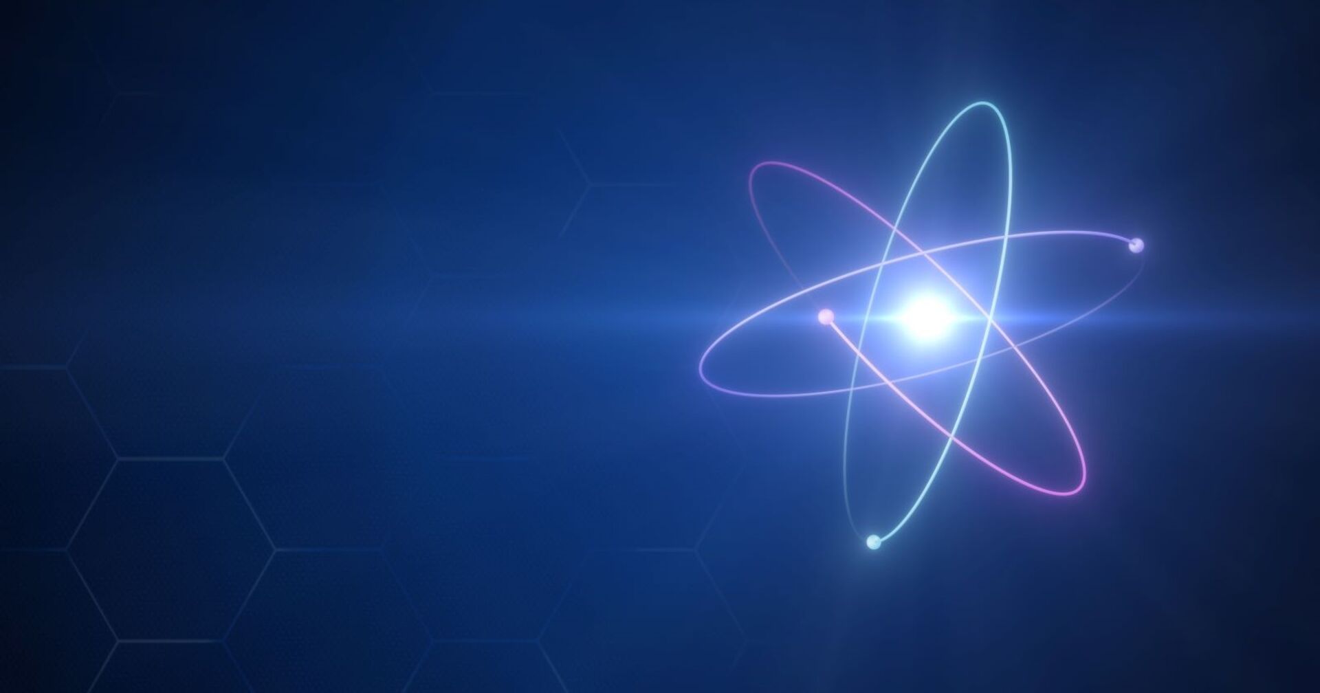 Schematische Darstellung eines Atoms mit darum herumsausenden Elektronen