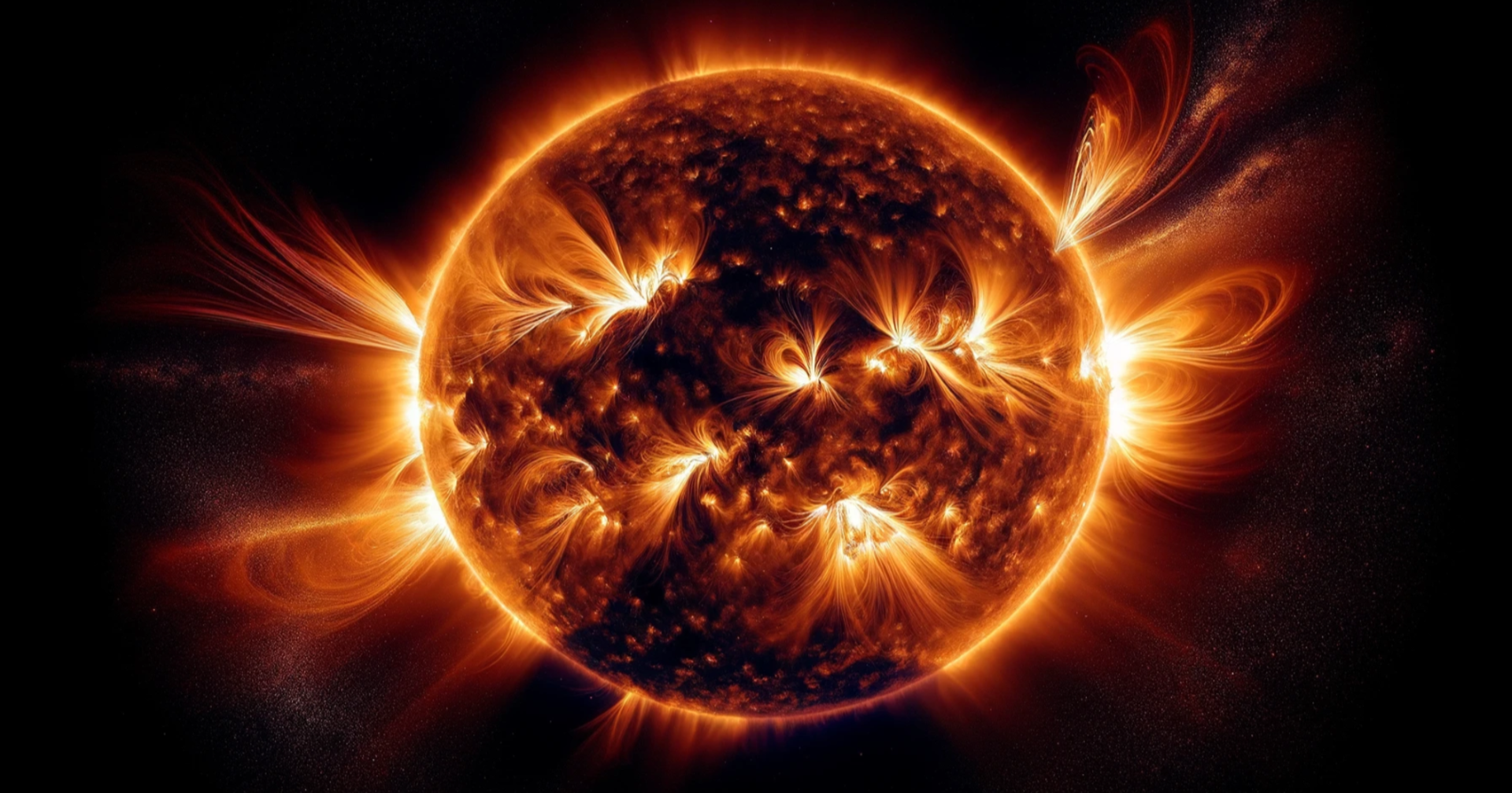 Grafische Darstellung der Sonne während eines Sonnensturms