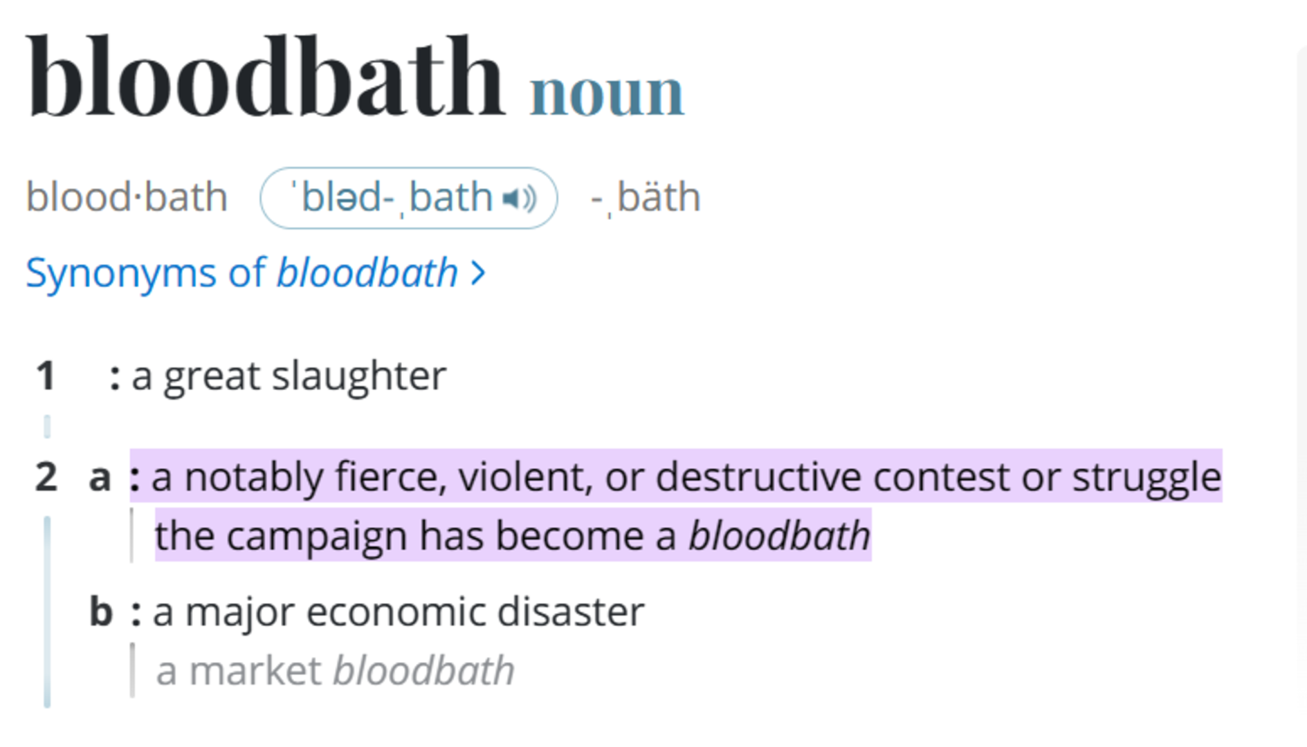Wörterbuchdefinition Bloodbath