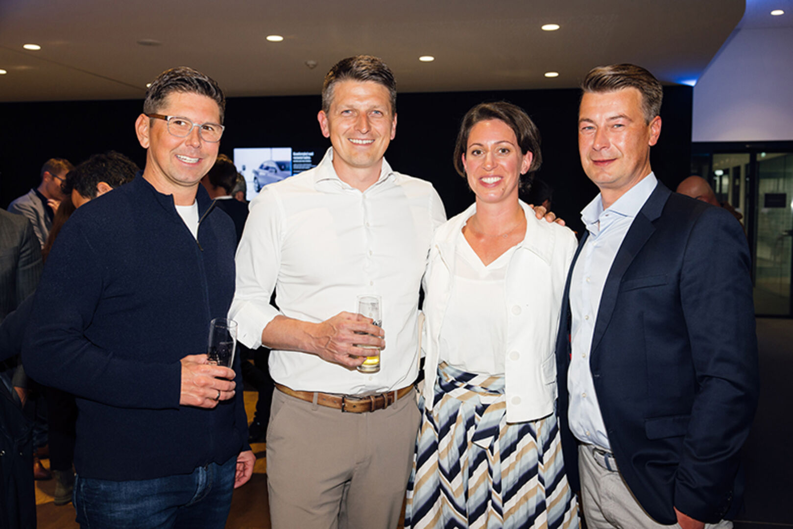 Bernd Immler (Profimed), Thomas Ölz (Zumtobel), Sabrina Huber (Huber Transporte) und Jürgen Winder (Meusburger Immobilien) (v. li.)