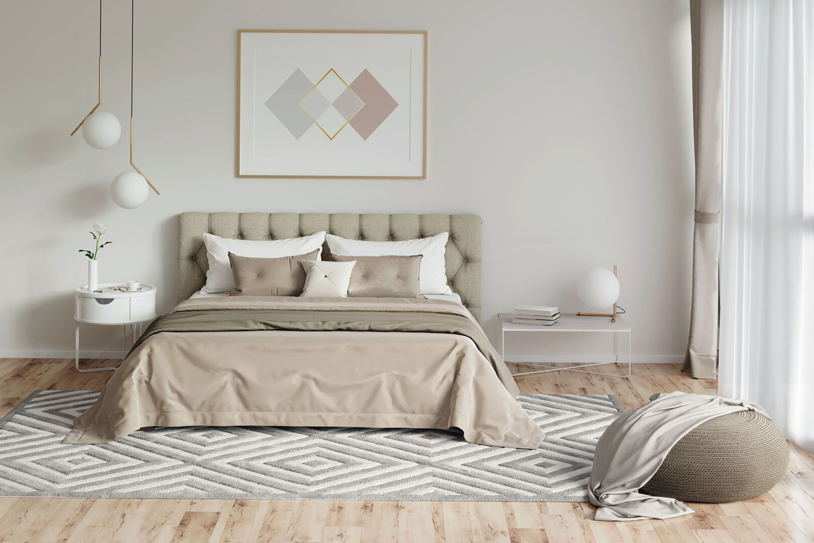 Bett mit Teppich | Credit: iStock.com/gamespirit