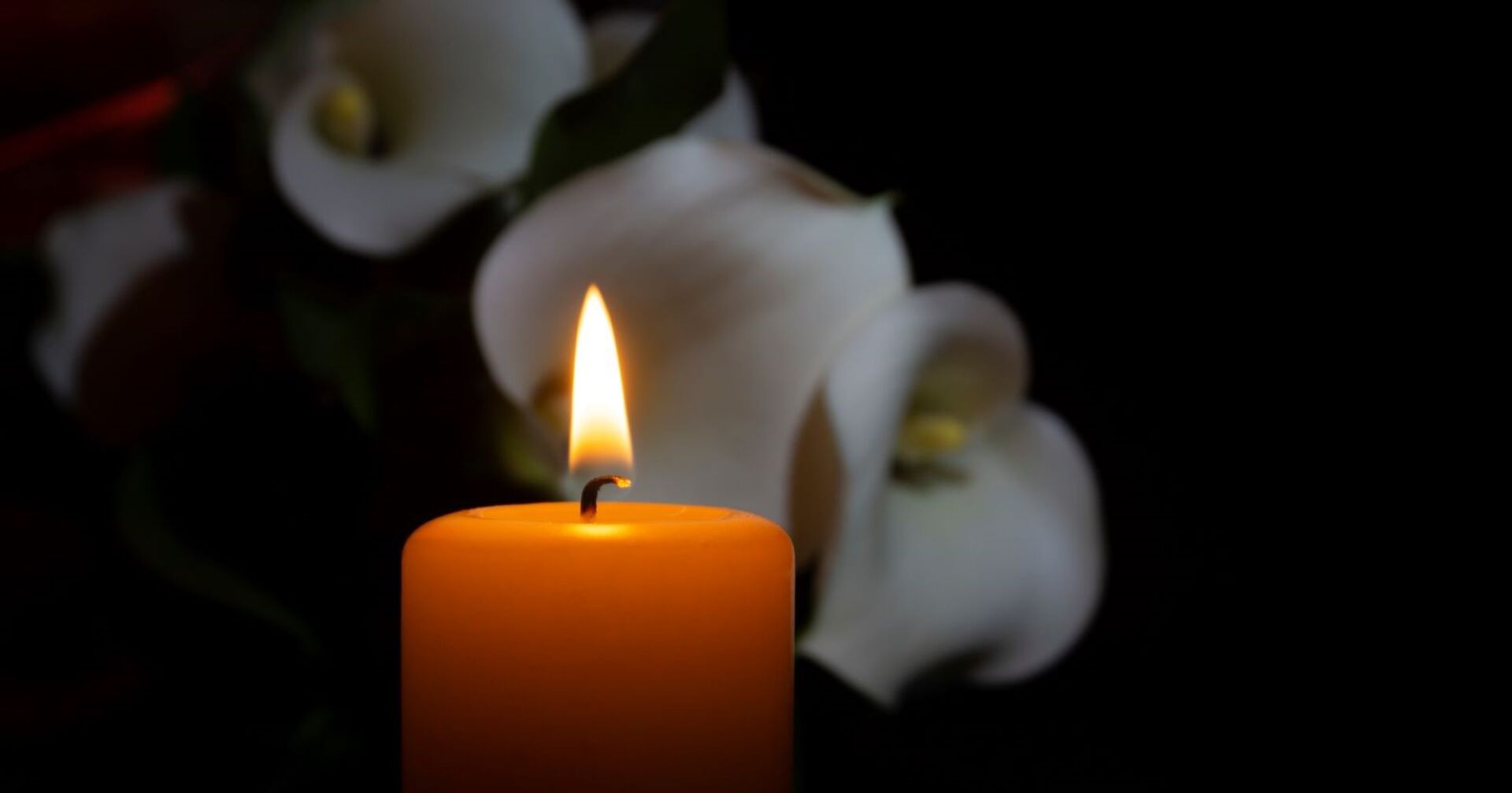 Bild einer Kerze mit weißen Blumen im Hintergrund – Symbolbild für die Trauer um den Tod von Autorin Sophie Kinsella