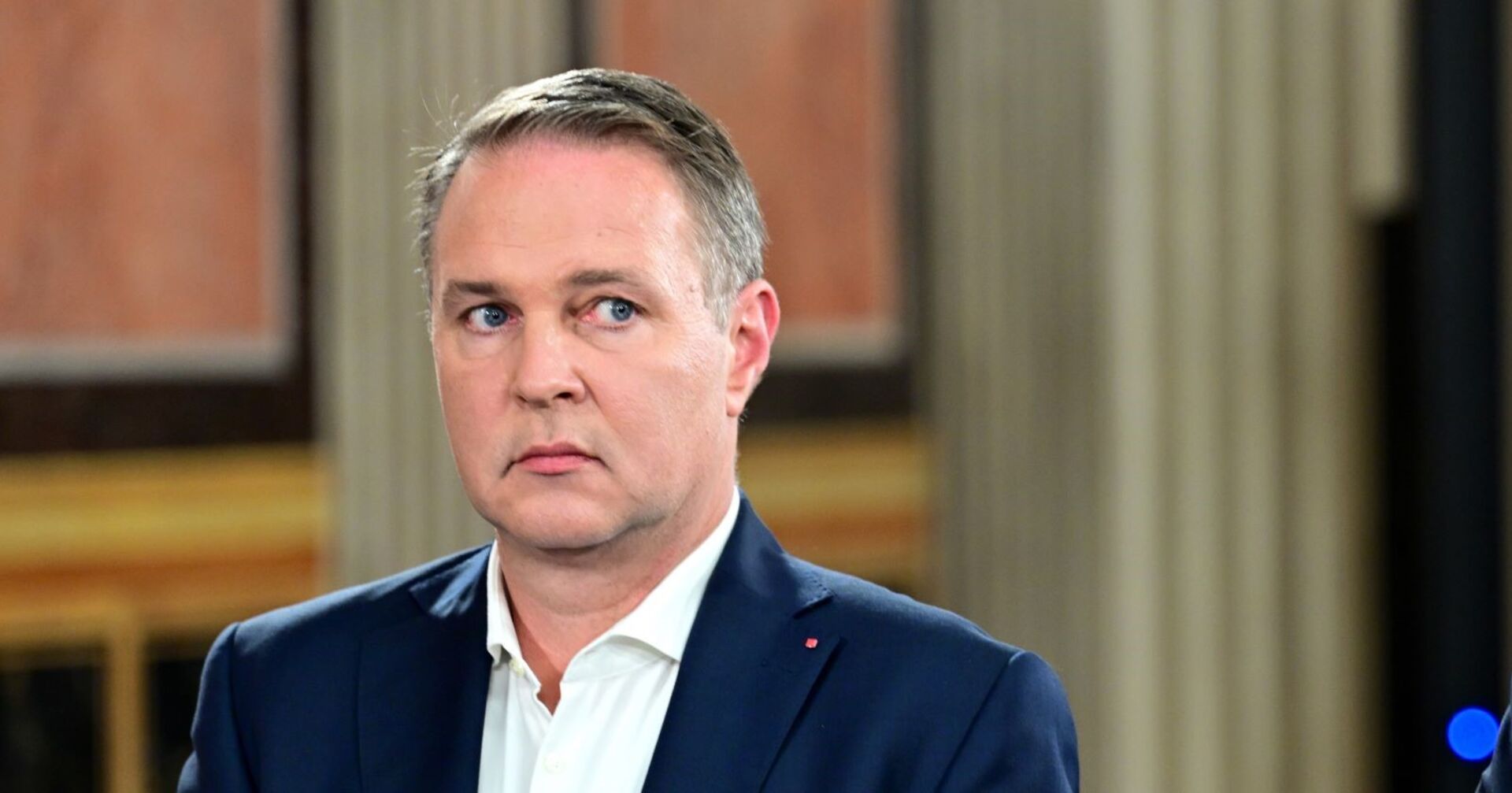 Andreas Babler bei der ersten Zusammenkunft der Spitzenkandidaten im ORF