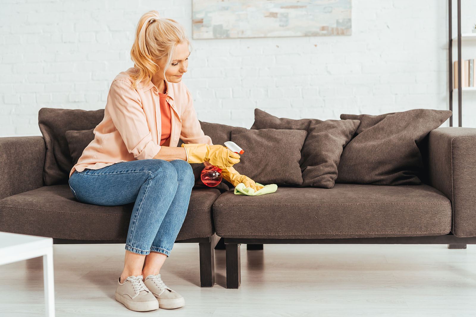 Frau reinigt Sofa | Credit: iStock.com/LightFieldStudios