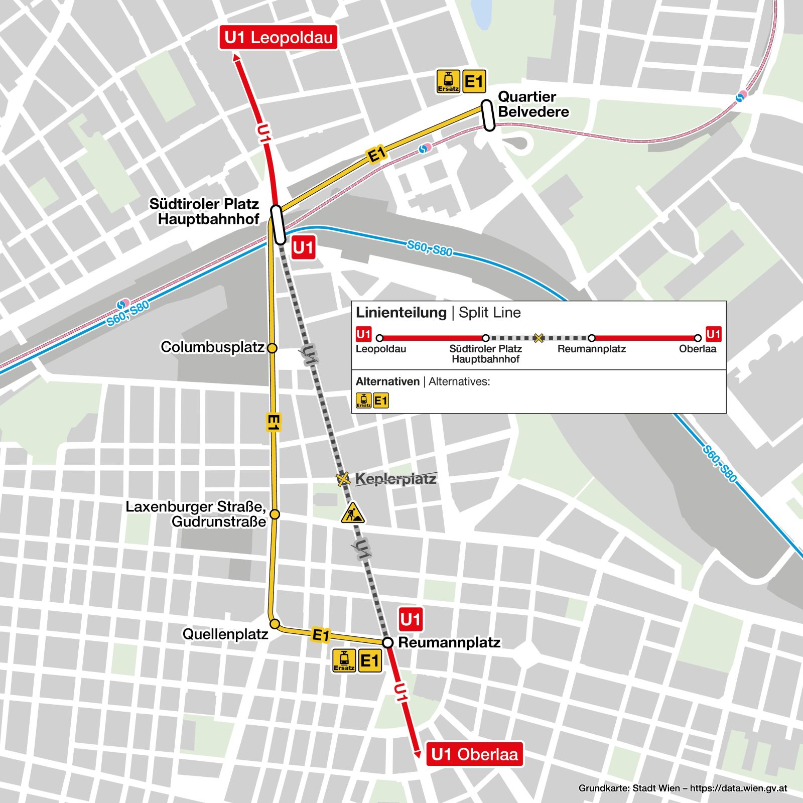 Linienführung der Ersatzstraßenplan
