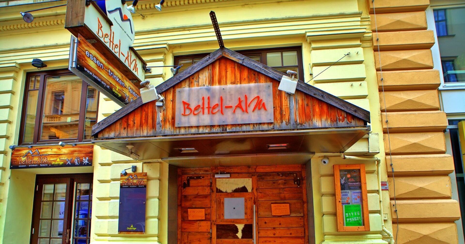 Eingang des Lokals "Bettel-Alm" in Wien